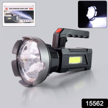 Heavy-duty Rechargeable Usb Led Hand Torch With Cob Side Light (1 Pc)